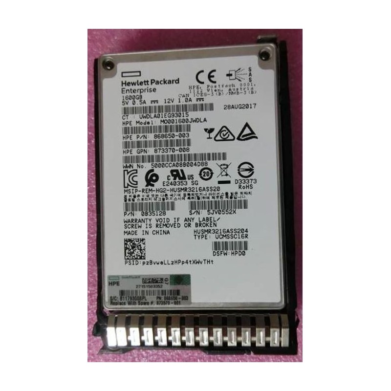 Hewlett Packard Enterprise 1.6TB SAS 12G SFF SC DS MU SSD Hewlett Packard Enterprise 1.6TB SAS 12G SFF SC DS MU SSD